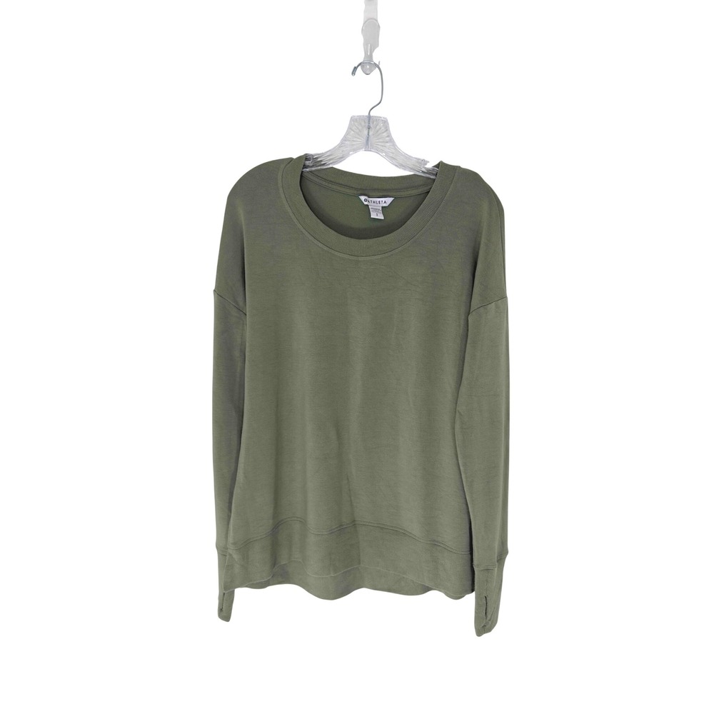 Athletic Coaster Luxe Sweatshirt Green Crewneck Active Gym Soft Cozy Small